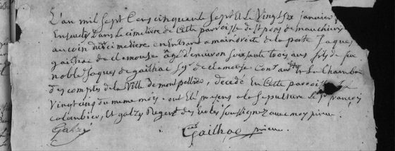 Burial record of 1757, Saint-Pons-de-Mauchiens — original scan